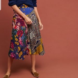 Anthropologie Teresita Scarf printed skirt